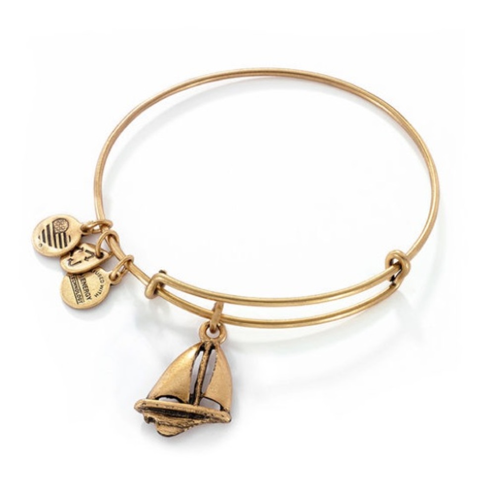 Alex and Ani Sailboat Charm Bangle in Gold brass